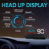 Car HUD Head-Up Display, OBD2, Speed, RPM, Temp, Blue