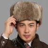 Brown Autumn and Winter Thick Warm Rabbit Fur Bomber Hat Flight Hat for Men, Hat Size:XL