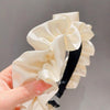 Elegant Wide-Brimmed Pleated Hoops Satin Fabric Versatile Headband(Beige)