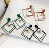 5pairs Alloy Double Diamond Stitching Ladies Earrings(Green)