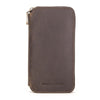 Contacts Family  CF1114 Leather Watch Box Retro Crazy Horse Leather Zipper Couple Watch Bag(Coffee)