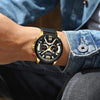 CURREN M8329 Casual Sport Leather Watch for Men(Gold black)
