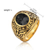 Retro Round Gemstone Carved Soldier Army Military Titanium Steel Ring for Men, US Size: 7, Diameter: 17.4mm, Perimeter: 55mm(Black)