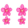 1 Pair Ladies Fashion Geometric Flower Earrings(Rose Red)