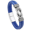 Simple Alloy Magnetic Clasp Leather Bracelet Personalized Braided Bracelet, Style: Blue 22.5cm