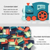 Children Dominoes Toy Train Electrical Music Light Train Automatic Casting Tokens Toy(Blue)