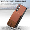 For Samsung Galaxy A15 Twill Fabric Leather Vertical Flip RFID Card Bag Phone Case(Brown)