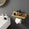 30cm Walnut Wall-Mounted Paper Towel Rack Bathroom Shelf Roll Tissue Holder