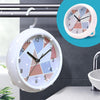 Round Waterproof Wall Clock Kitchen And Bathroom Desktop Clock Ornaments(White)