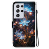 For Samsung Galaxy S21 Ultra 5G Crystal Texture Colored Drawing Leather Phone Case(Little Lantern Flower)