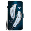 For Samsung Galaxy A54 5G Crystal Texture Colored Drawing Leather Phone Case(White Butterfly Feathers)