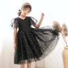 A22101 Girls Summer Star Mesh Princess Dress, Appropriate Height:130cm(Black)