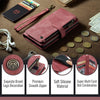 For Samsung Galaxy S25 5G CaseMe C30 Card Slots Zipper Wallet Leather Phone Case(Red)