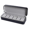 6 Bit Zipper Watch Box Storage Display Box PU Zipper Bag Watch Box(Black)