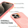 For iPhone 15 Pro Shockproof MagSafe Armor PC Hybrid TPU Phone Case(Light Pink+Coral Red)