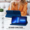 For iPhone 12 Pro Max / 13 Pro Max Lace Floral Embossed Magnetic Buckle Leather Phone Case(Blue)