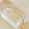 OPK GS1557 2 in 1 Simple Stainless Steel Hand Back Chain Love Heart Ring Bracelet Integrated Hand Jewelry