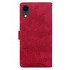 For iPhone XR Lace Floral Embossed Magnetic Buckle Leather Phone Case(Red)