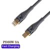 2pcs PD30W USB-C / Type-C to 8 Pin Transparent 3A Fast Charging Data Cable, Length: 1m(Grey)