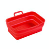 Rectangular Double Pull Basket Foldable Silicone Air Fryer Baking Pan(Red)