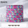 3pairs Elastic No Tie Shoelaces Metal Lock Dazzling Color Laces 100cm(Colorful Flower)