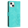 For iPhone 13 mini Tulips Embossed Leather Phone Case with Lanyard(Green)