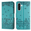 For Samsung Galaxy A36 / A56 5G Cat Embossing Pattern Leather Phone Case with Lanyard(Blue)