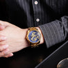 SKMEI 9193 Men Golden Dragon Pattern Calendar Dial Luminous Quartz Watch(Gold Black)