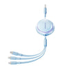 ROMOSS CB258S 3.5A 3-In-1 Telescopic Data Charging Cable USB-A To Type-C & 8 Pin & Micro Wire 1.1m (White)
