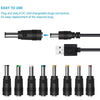 8 In 1 DC Power Cord USB Multi-Function Interchange Plug USB Charging Cable(Black)