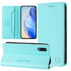 For Samsung Galaxy A02 / M02 RC01 Dual-Folded Magnetic Suction RFID Leather Phone Case(Mint Green)