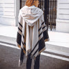 Autumn and Winter Ladies Hooded Warm Thick Tassel Cloak Shawl Scarf Dual-use, Width:65cm(Black)