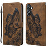 For Samsung Galaxy A36 5G Retro Skin Feel Butterflies Embossing Horizontal Flip Leather Phone Case(Brown)