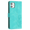 For iPhone 12 mini Tulips Embossed Leather Phone Case with Lanyard(Green)