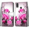 For Alcatel 1L (2021) Coloured Drawing Cross Texture Horizontal Flip PU Leather Case with Holder & Card Slots & Wallet & Lanyard(Wild Rose)