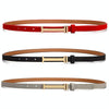 110cm Women Adjustable Leather Decorative Belt Casual Jeans Gold Buckle Thin Belt(Grey)