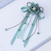 Ancient Style Hair Accessories Tassels Streamers Hairpins Hair Accessories Handmade Flowers Headdress(Mint Green)