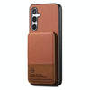 For Samsung Galaxy S22+ 5G Twill Fabric Leather Vertical Flip RFID Card Bag Phone Case(Brown)
