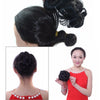 Wig Ball Head Flower Hairpin Hair Bag Wig Headband for Bride(Natural Black)