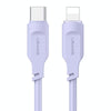 USAMS US-SJ566 Lithe Series 1.2m Type-C to 8 Pin PD 20W Fast Charging Cable with Light(Purple)