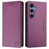 For Samsung Galaxy S24 FE 5G RC01 Dual-Folded Magnetic Suction RFID Leather Phone Case(Violet)