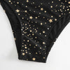 Woman Sexy Star Gilding One Piece Bikini Swimsuit, Size:S(Black)