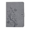 For Galaxy Tab A 8.0 / T350 Pressed Flowers Butterfly Pattern Horizontal Flip PU Leather Case with Magnetic Buckle & Holder & Card Slots & Wallet(Grey)
