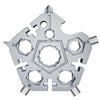 23 In 1 Five-Pointed Snowflake Wrench Combination Tool Mini EDC Portable Household Key Pendant(Silver)