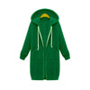 Women Hooded Long Sleeved Sweater In The Long Coat, Size:XXXL(Green)