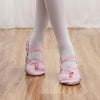 Crystal Satin Flower Decoration Dance Shoes Soft Sole Ballet Shoes Practice Dance Shoes For Children, Size: 34(PU Flesh Pink Bow)
