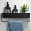 Toilet Shelf No-Punch Bathroom Storage Rack, Specification: 30cm With Towel Rod Black