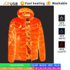 4 Zone Blue USB Winter Electric Heated Jacket Warm Thermal Jacket, Size: XXL