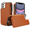 For iPhone 11 Pro Max Double Flap Zipper RFID Leather Phone Case with Short Lanyard(Brown)