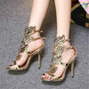 Metal Wings Thin High Heel Women Shoes, Shoe Size:37(Gold)